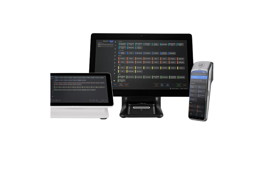 An image of computer, tablet, and handheld POS systems